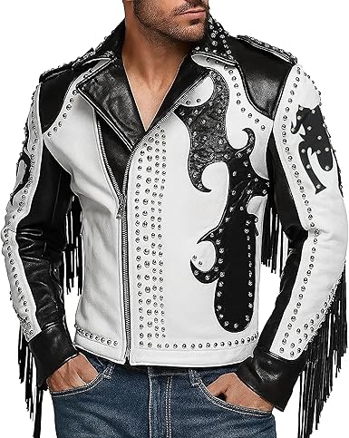 LP-FACON Mens Motorcycle Black Retro Leather Steampunk